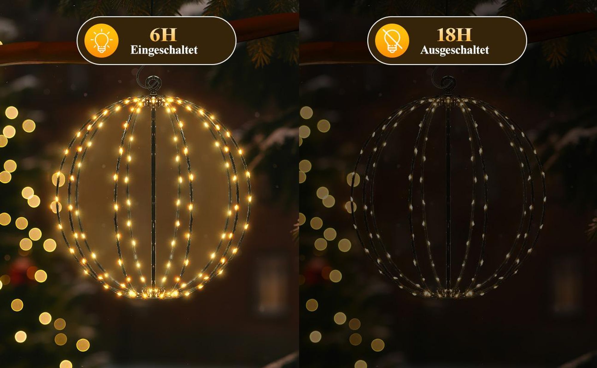 SALCAR LED Weihnachtsbeleuchtung Außen 120 LED Kugel Lichterkette Warmweiß