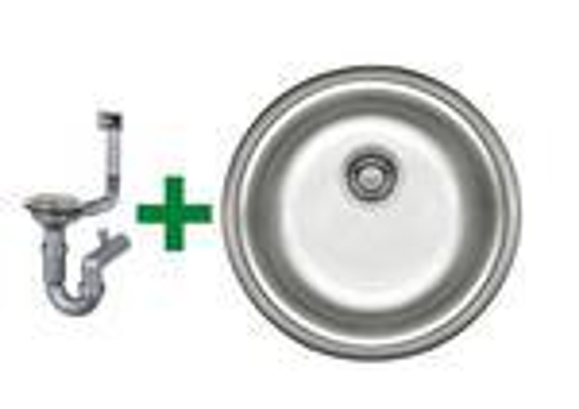 Einbau Edelstahlspüle Ø42 cm – Rundbecken mit Siphon-Set