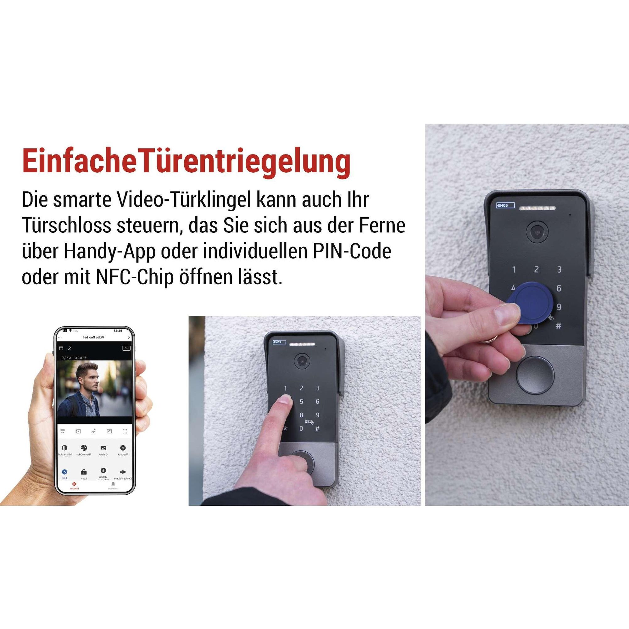 Video-Türklingel EMOS GoSmart Full HD 2 MP mit Ethernet-Anschluss und RFID-Set