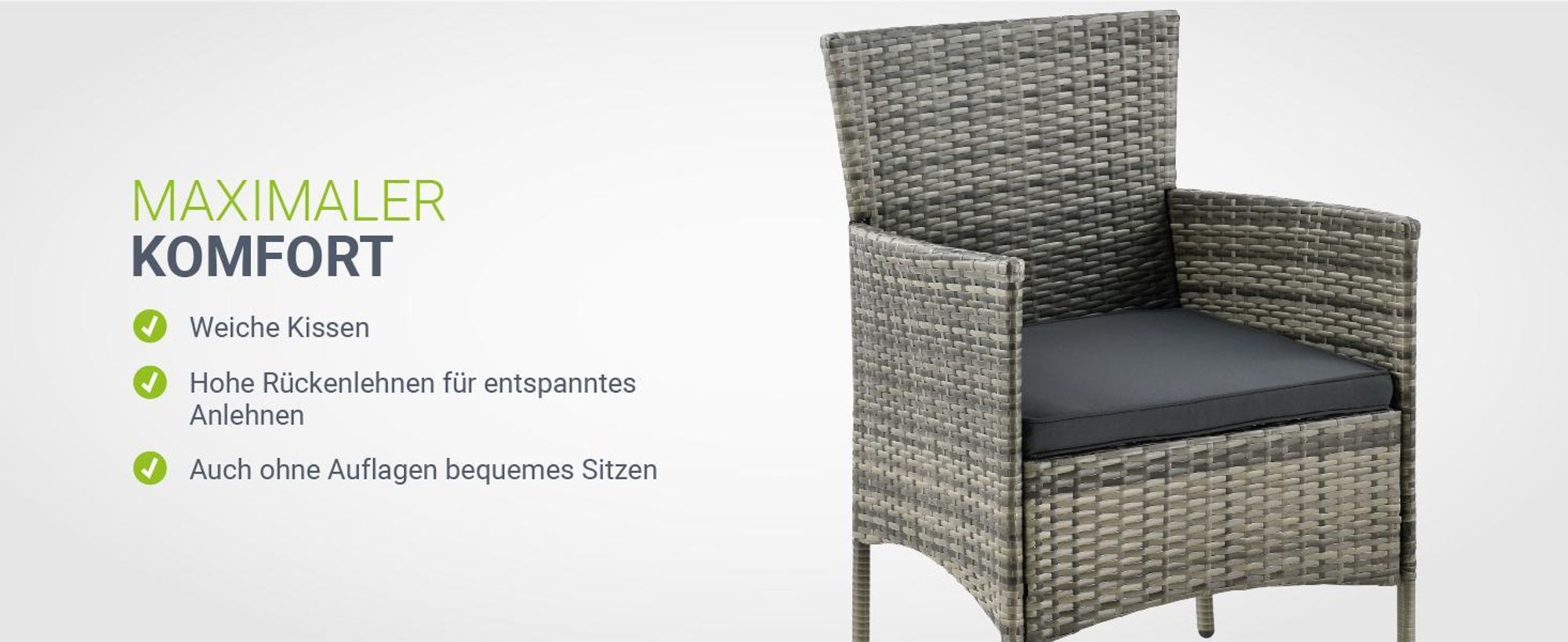 Juskys Polyrattan Gartenmöbel-Set Fort Myers - Tisch, Sofa & 2 Stühle - grau-meliert