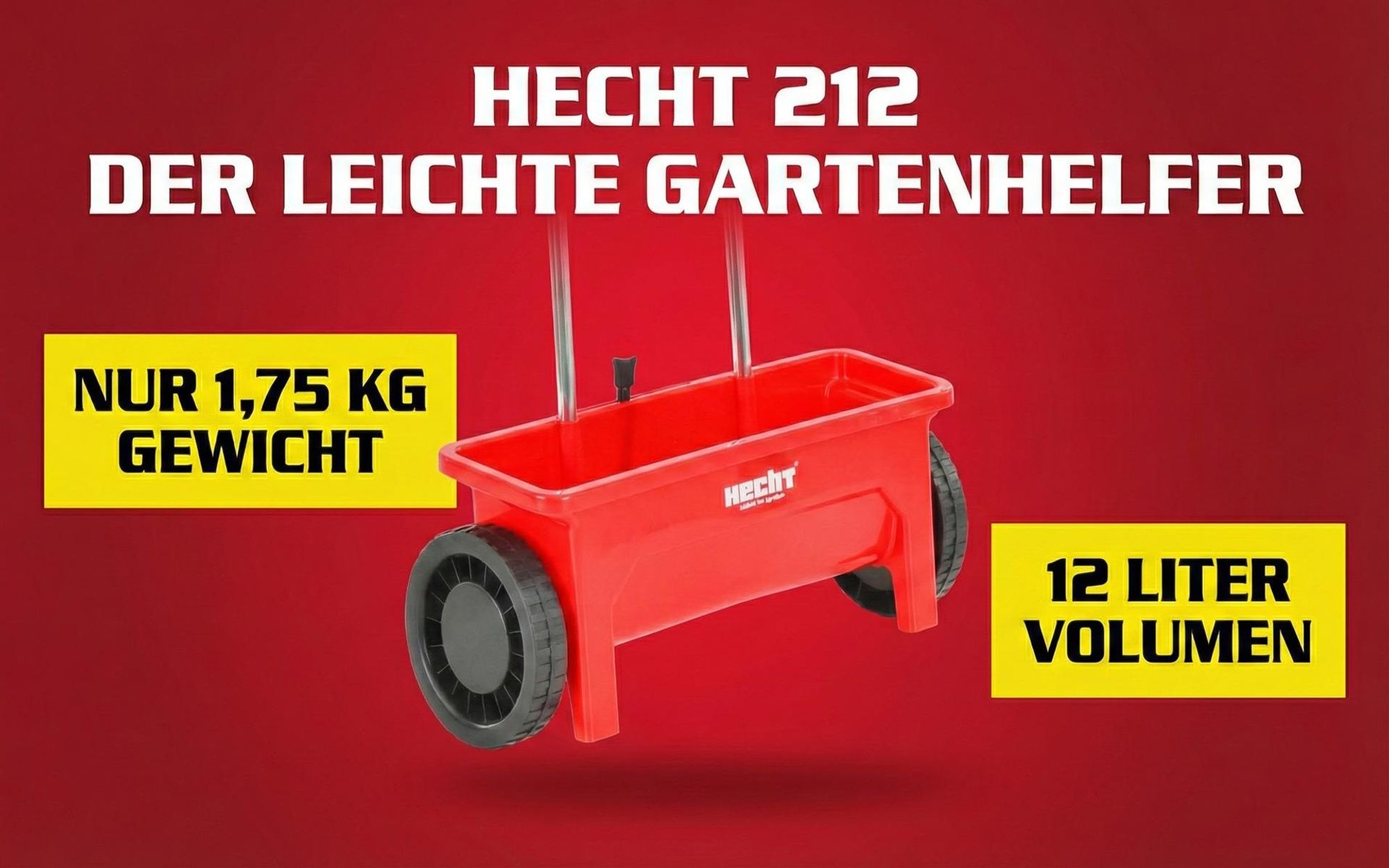 HECHT 212 Streuwagen | 12 Liter | 46 cm Arbeitsbreite | 10-Stufig | für Samen Dünger Kalk Streusalz