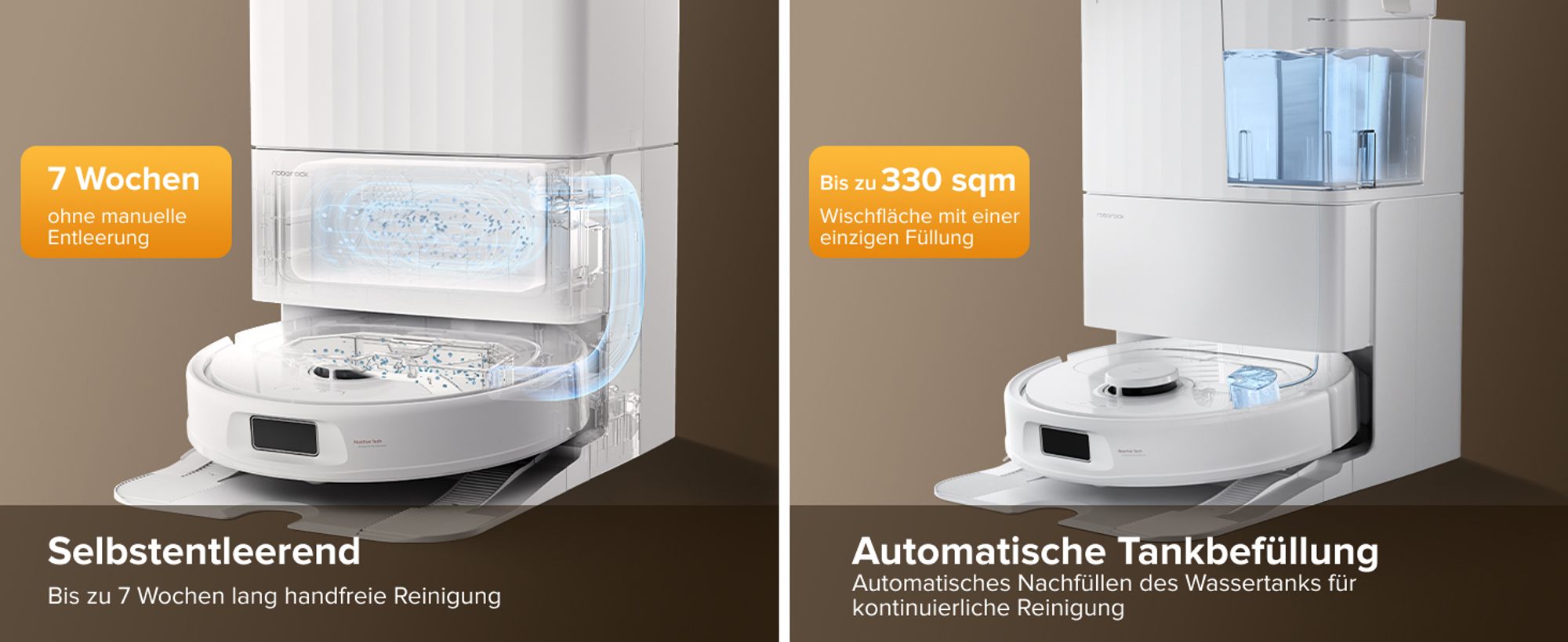Roborock QV 35S Staubsauger Roboter, 10.000 Pa Saugroboter (Upgrade von Qrevo Plus), Anti-Tangle-Bürsten, Anhebbare Schleudermopps (Weiß)
