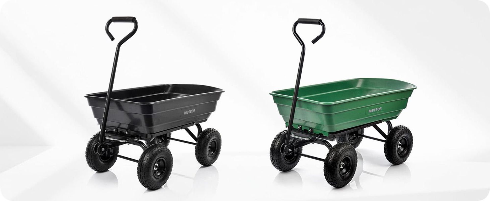 Gartenwagen Meteor Kippwagen 250kg Tragkraft 75L, 3-in-1 Schubkarre Transportwagen mit Luftbereifung & Kippmulde, Lenkbare Achse, Handwagen für Holz & Erde, grün