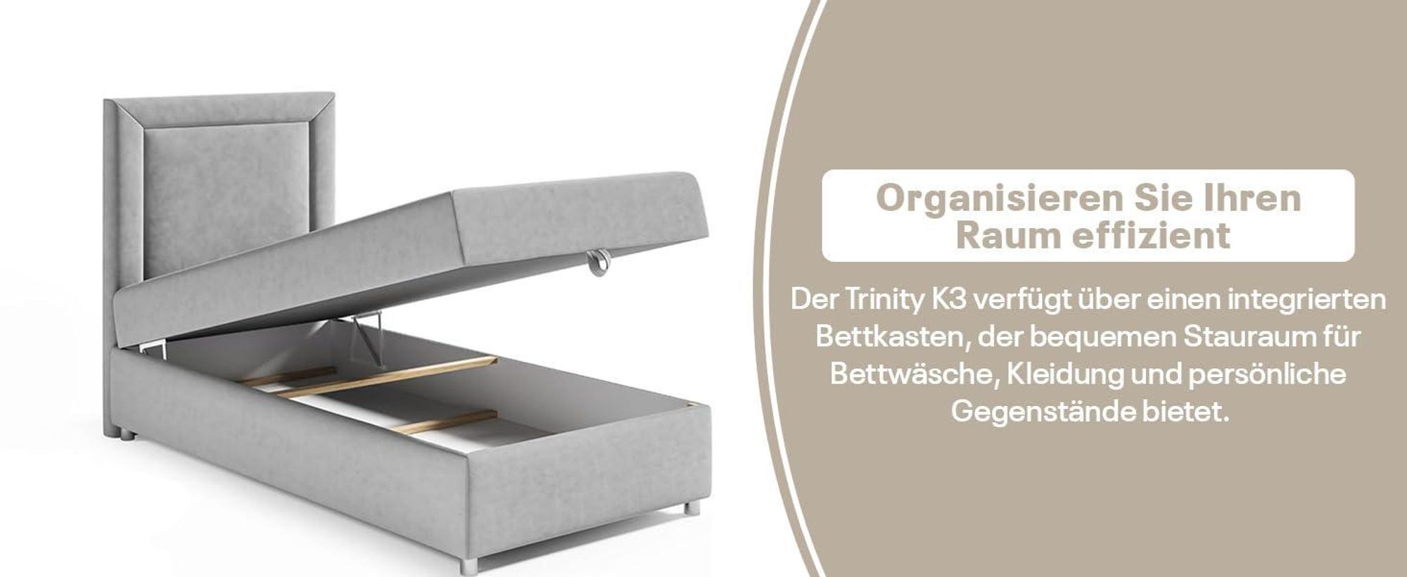 Boxspringbett mit Bettkasten Trinity K-3 SINGLE Bonellfederkern inkl. Topper, mit Lieferung, Aufbau & Entsorgung 80x200-BLAU