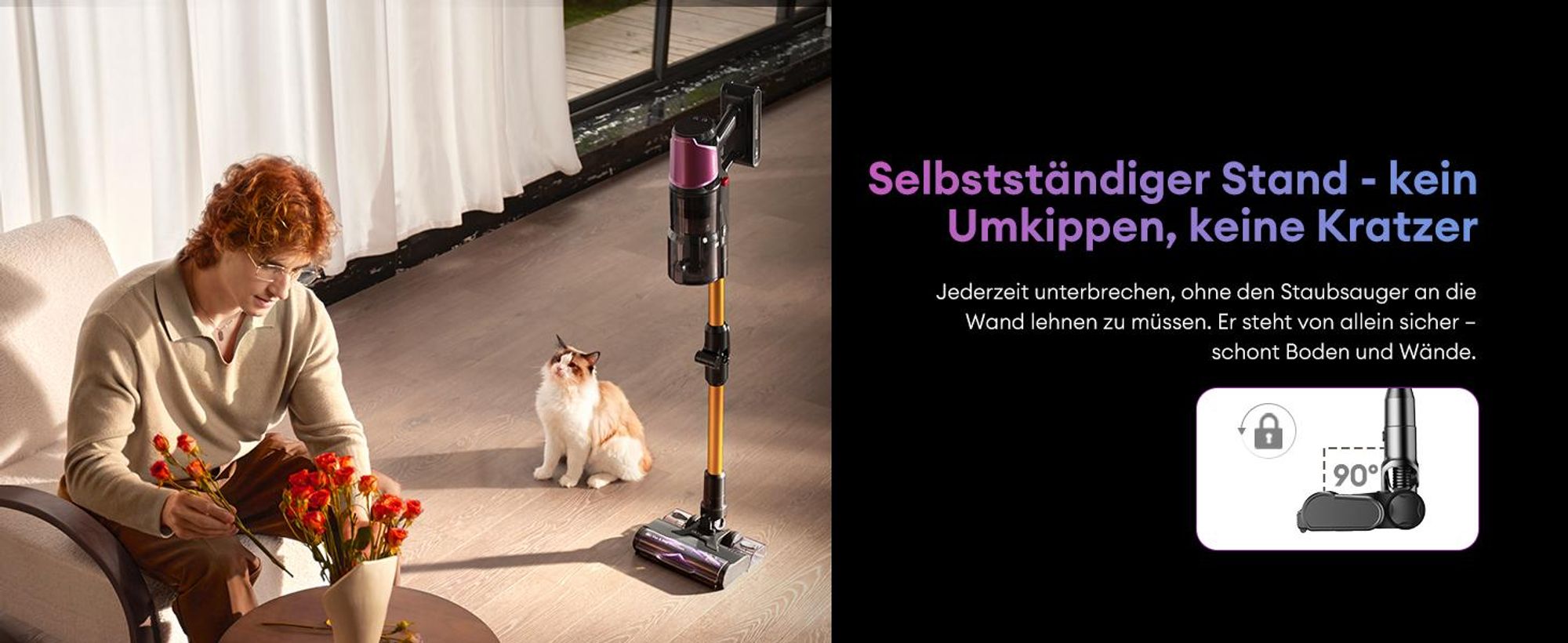Ultenic U20 M Akku Staubsauger, 85000PA/70Min, Kabellos,Saug&Wisch all in 1 beutellos, Saugen und Wischen in einem Arbeitsgang
