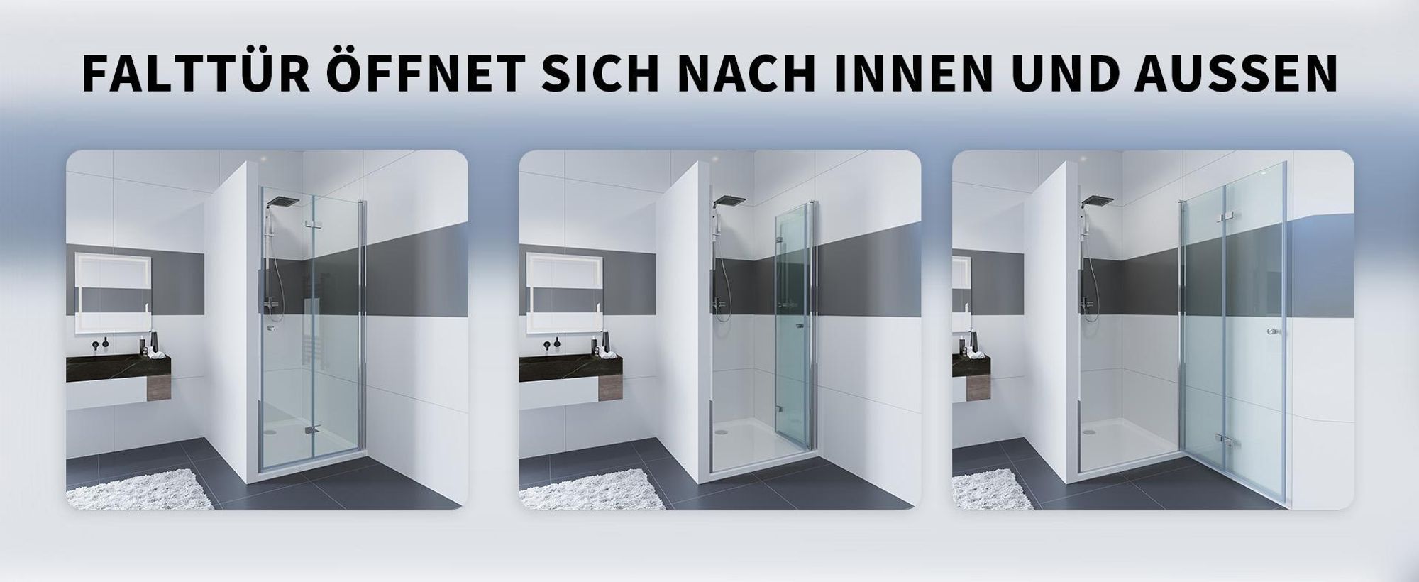 IMPTS Duschtür 75cm Falttür Rahmenlos Duschabtrennung Nische Duschkabine Sicherheitsglas Nischentür Dusche Höhe 185cm