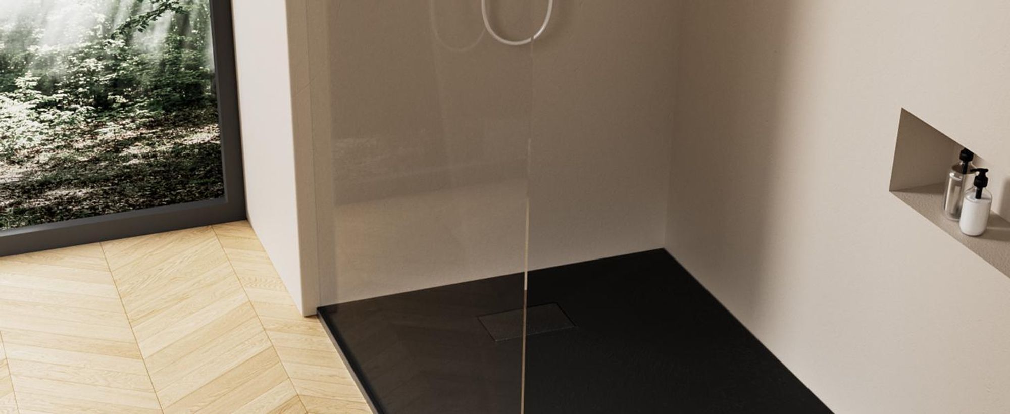 EMKE Duschwanne 120x90cm Flach Rechteckig Anti-Rutsch Zuschneidbare SMC Duschtasse Schwarz