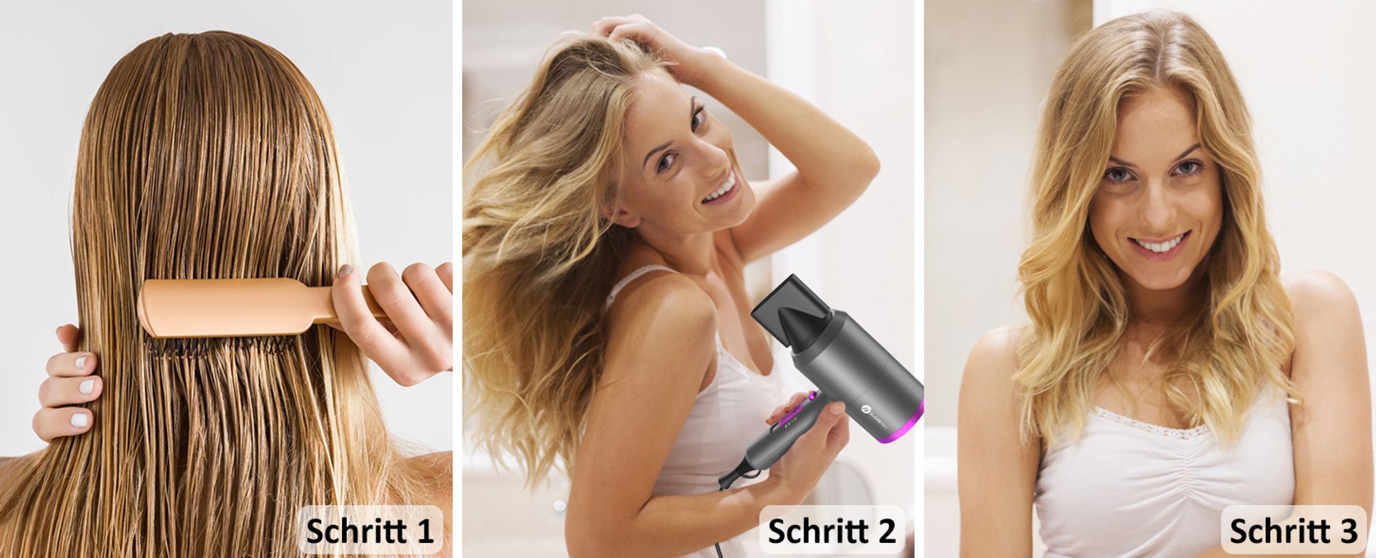 Ionen Föhn AC Motor 2000W Haartrockner, Schnelltrocknen Hair Dryer, Salon Haarfön mit Heiß-/Kalttaste, 3 Fön Concentrators and Diffuser