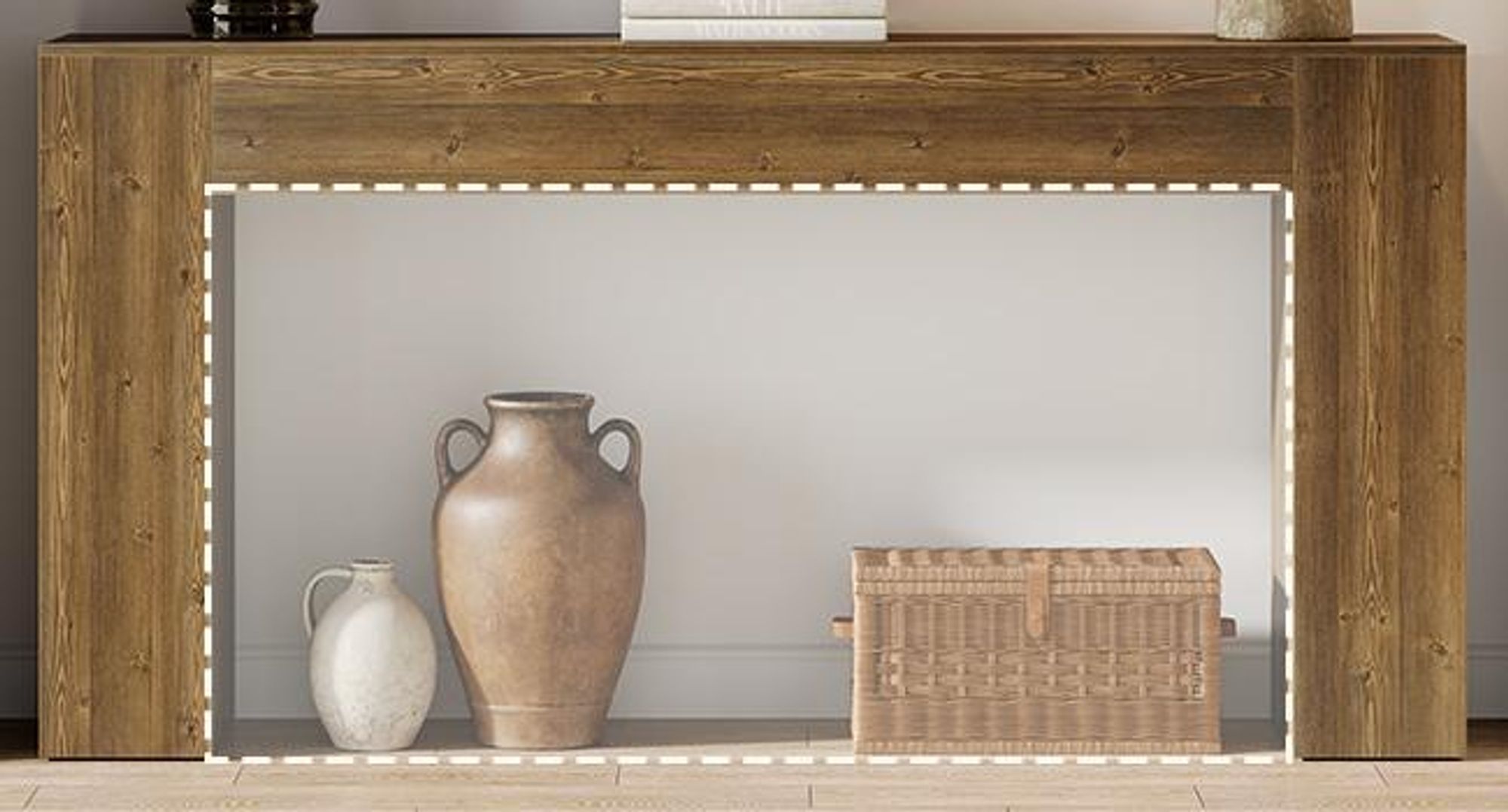 Tribesigns Konsolentisch, 160 cm schmaler Sofatisch im Landhausstil hinter der Couch für Wohnzimmer, Eingangsbereich, Flur, Foyer, Naturbraun