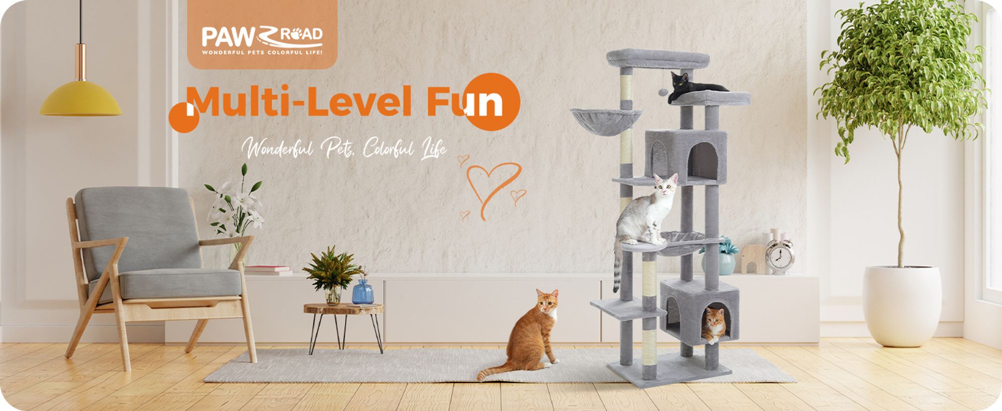 PAWZ Road Kratzbaum XXL Große Katzen Katzenbaum Katzenkratzbaum Spielbaum 175 cm