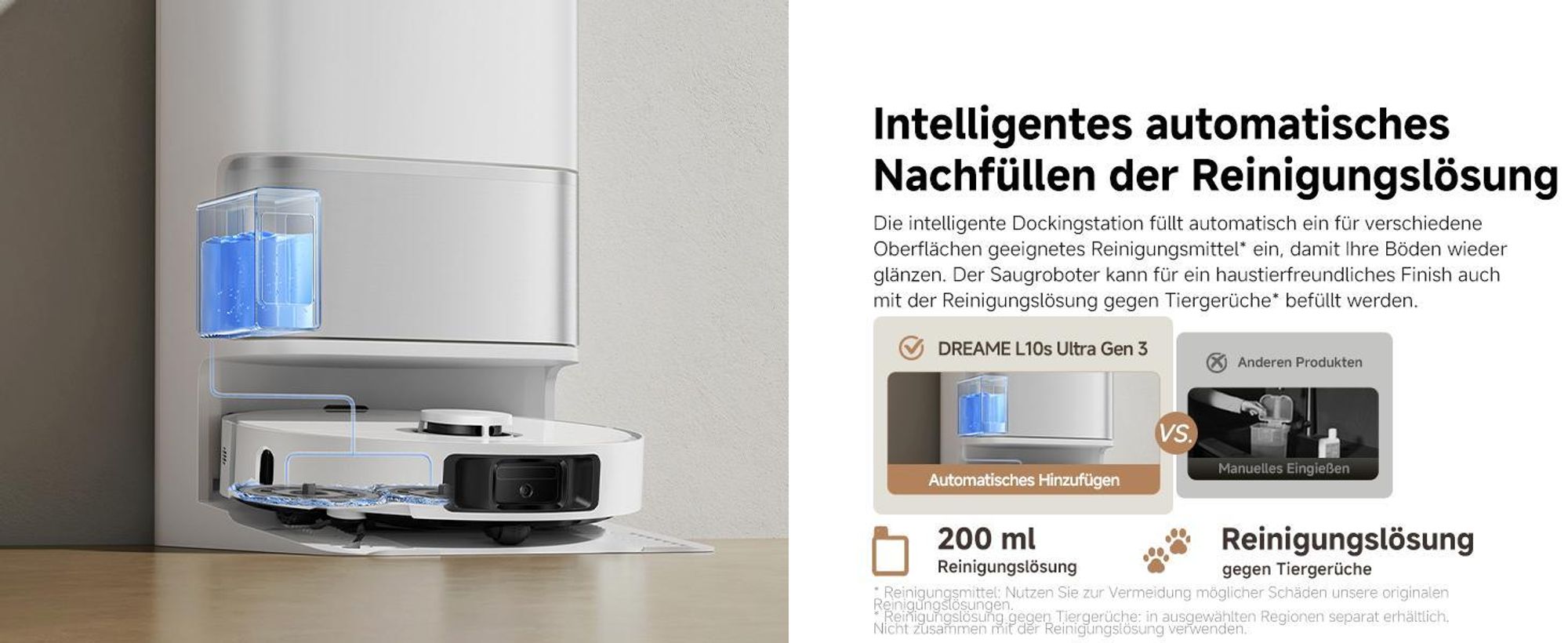 Dreame L10s Ultra Gen3 Staubsauger Roboter mit Wischfunktion&Selbstreinigender Mopp,25KPa Saugleistung,Haustiermodus,All-in-One Dock,Teppichreinigung