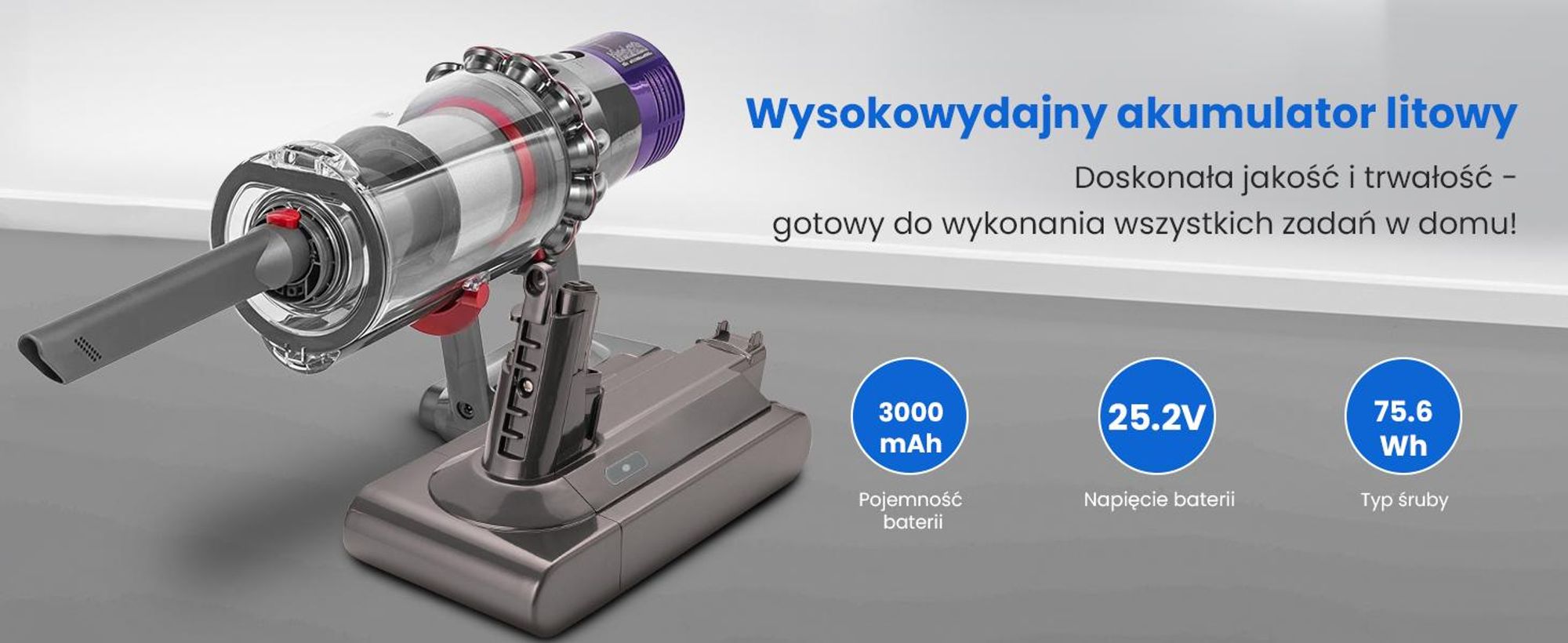 Akumulator Extralink Akumulator do Dyson V11 (typ śrubowy) 25,2 V 3000 mAh wysokowydajny zamiennik akumulatora litowo-jonowego