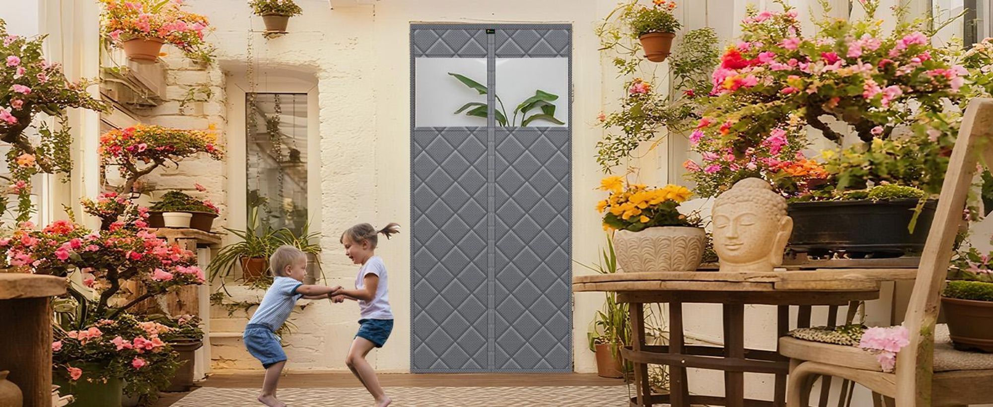 Türvorhang Kälteschutz Winter, Thermovorhang magnetisch, winddicht Wärmeschutzvorhang, wärmeisolierend für Wohnzimmer & Balkon, selbstklebend 90x210cm