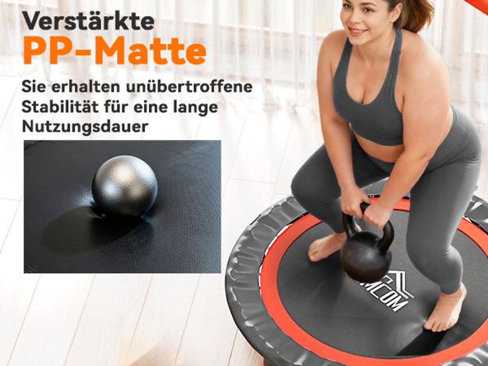 SPORTNOW 102cm Faltbares Fitness-Rebounder Fitness-Trampolin mit Haltegriff