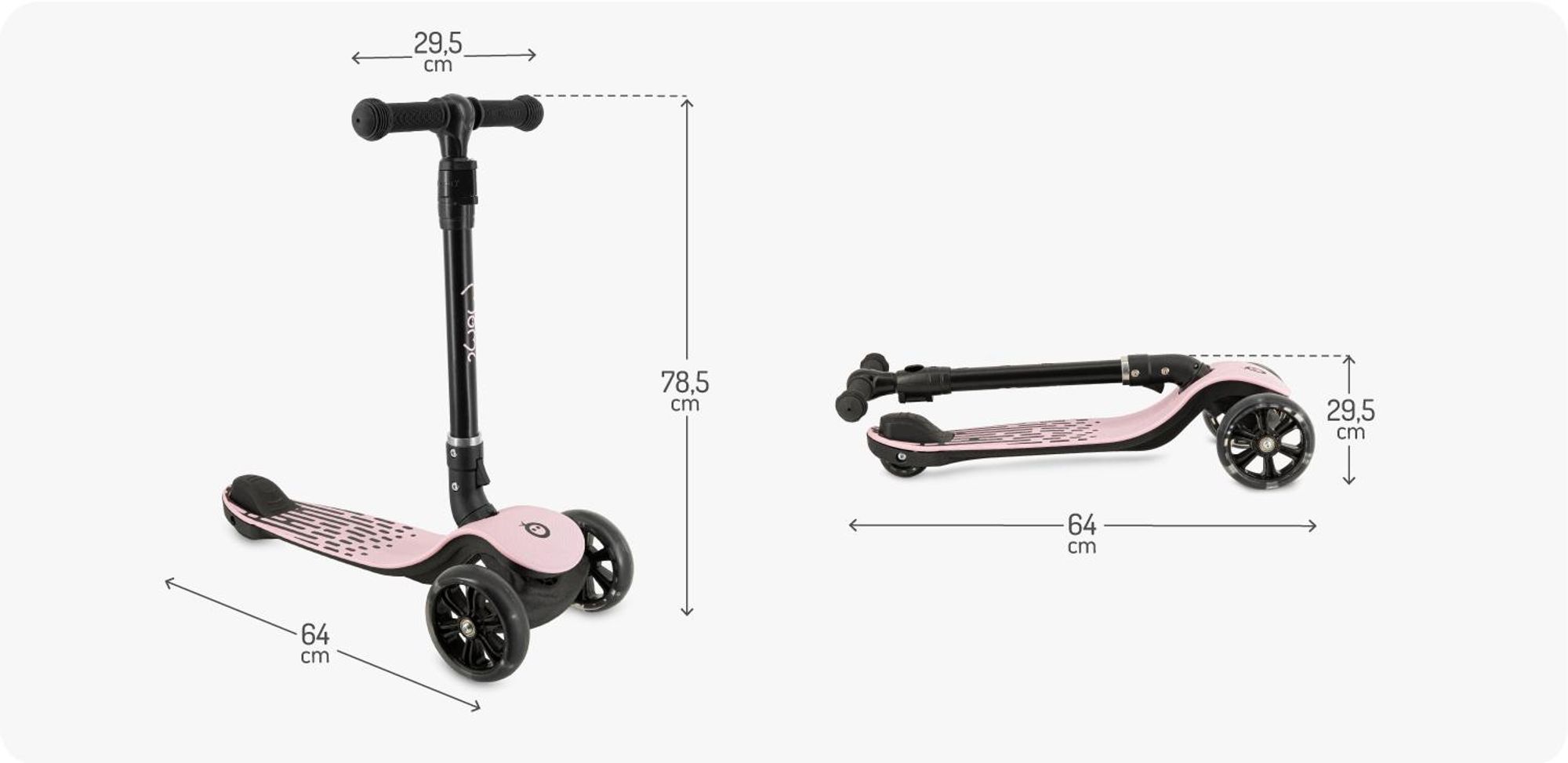 MoMi SAN 2-in-1 3-Rad-Kinderroller – höhenverstellbarer Lenker 60/66/72 cm, klappbar, LED-Räder, ABEC-7, Trittbremse, 2,7 kg