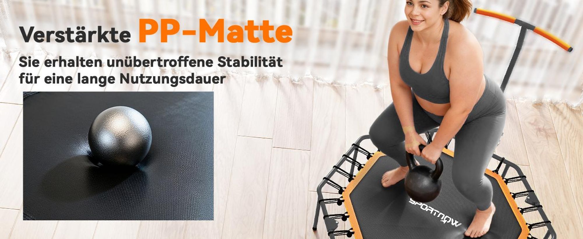 SPORTNOW Fitness Trampolin klappbar Ø128 cm Mini Trampoline mit Haltegriff