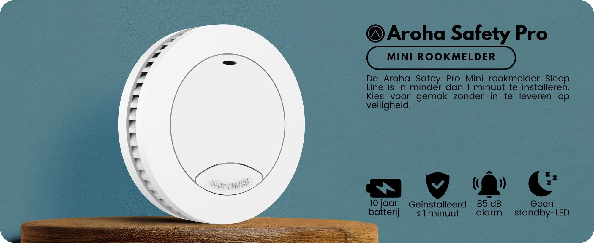 Aroha Safety Pro Mini rookmelder - 10 jaar batterijduur - set van 5