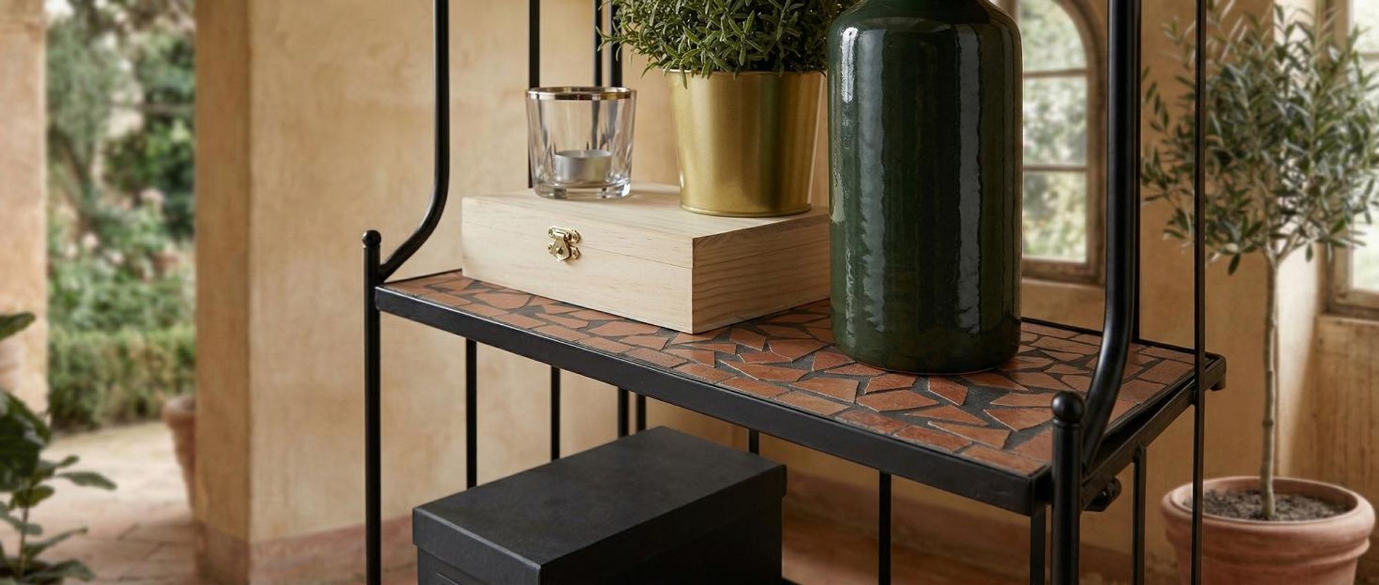 tectake® Metallregal mit 3 Mosaikböden 61 x 29 x 114 cm