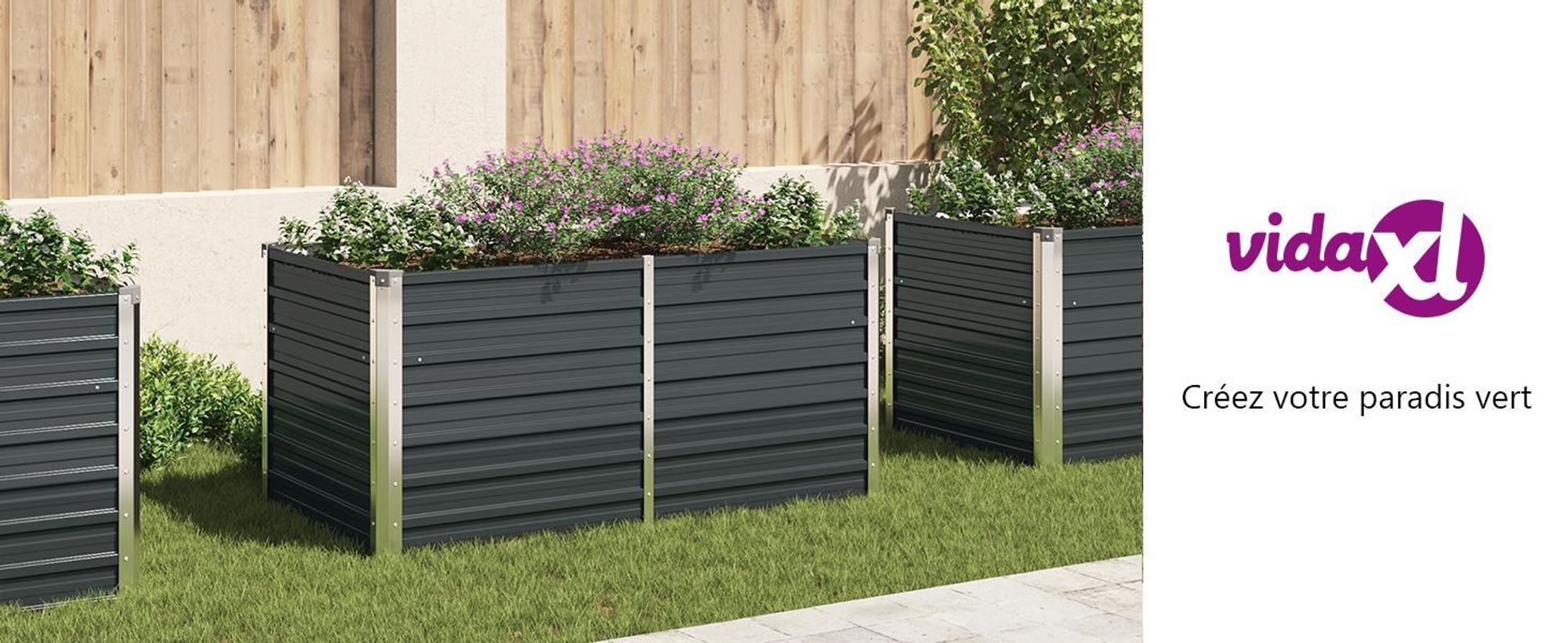 vidaXL Lit surélevé Anthracite 160 x 80 x 77 cm Acier galvanisé