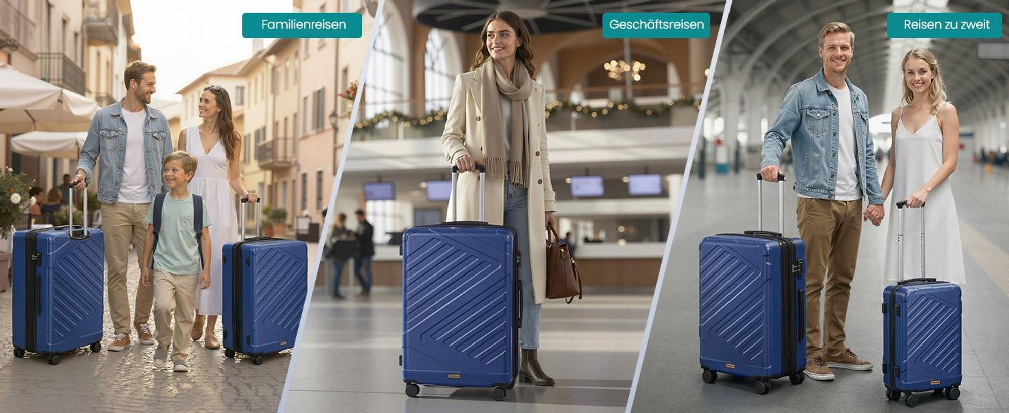 SONGMICS Koffer, Hartschalenkoffer mit TSA-Schloss und Koffergurt, erweiterbar, XL, 75 cm, für Urlaub, 4 Rollen, blau