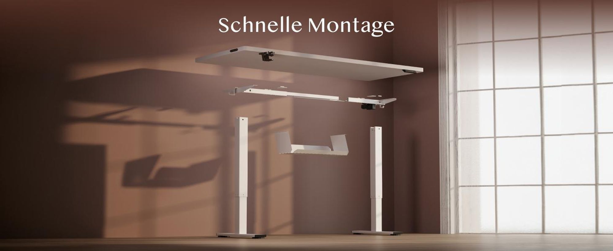 FLEXISPOT QE1 Höhenverstellbarer Schreibtisch 120x60cm EINTEILIGE TISCHPLATTE, 4 Memory-Funktion, Antikollisionsschutz, Haken & Kabelmanagement (Weiß)