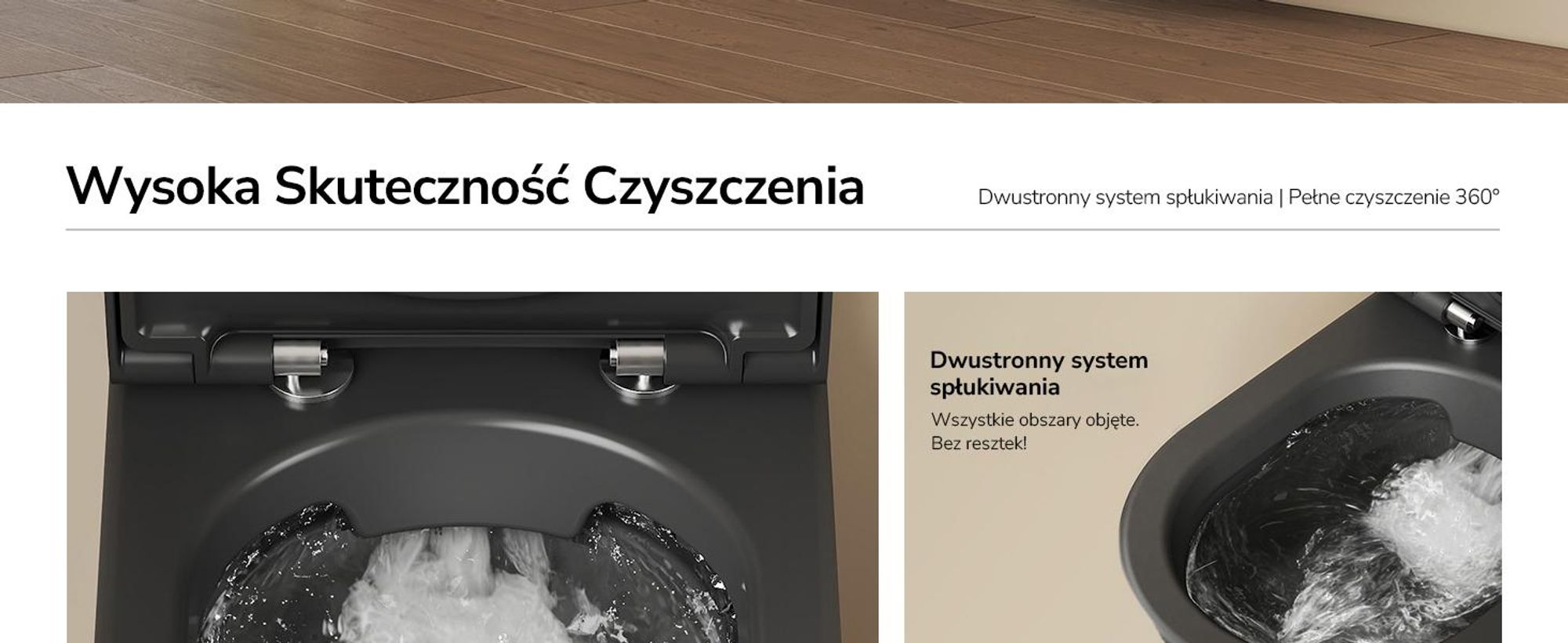 EMKE Miska WC wisząca bezrantowa ceramiczna, podwójne spłukiwanie przeciwbieżne, oszczędność wody, deska Soft-Close, czarny mat
