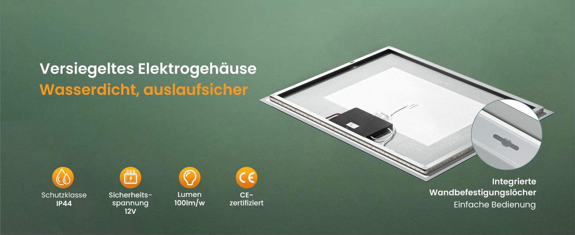 Mai & Mai Wandspiegel Badezimmer Spiegel LED 140x70cm LED Bad-Spiegel mit Touchschalter, Beschlagfrei durch Antifog-Schicht nova-01