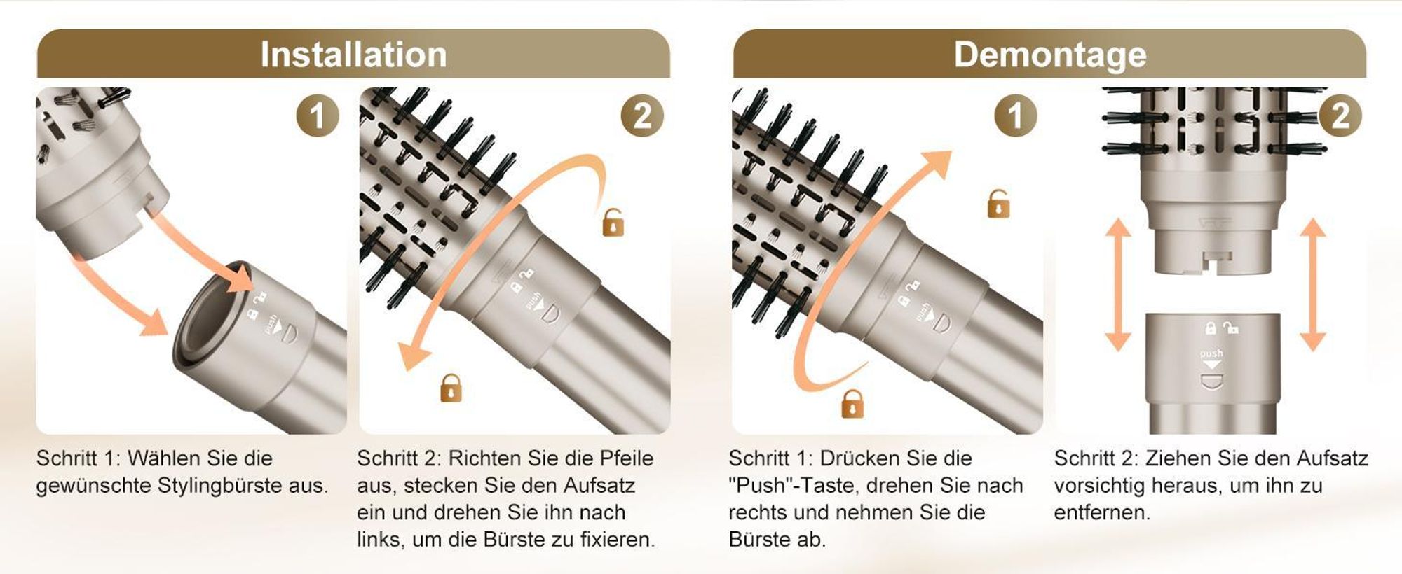 MCURO 6-in-1 Warmluftbürste mit 6 Aufsätzen,Airflow Lockenstab,Föhn & Negativ-Ionen Haarstyler inkl. Aufbewahrungstasche,für Glätten,Locken & Trocknen