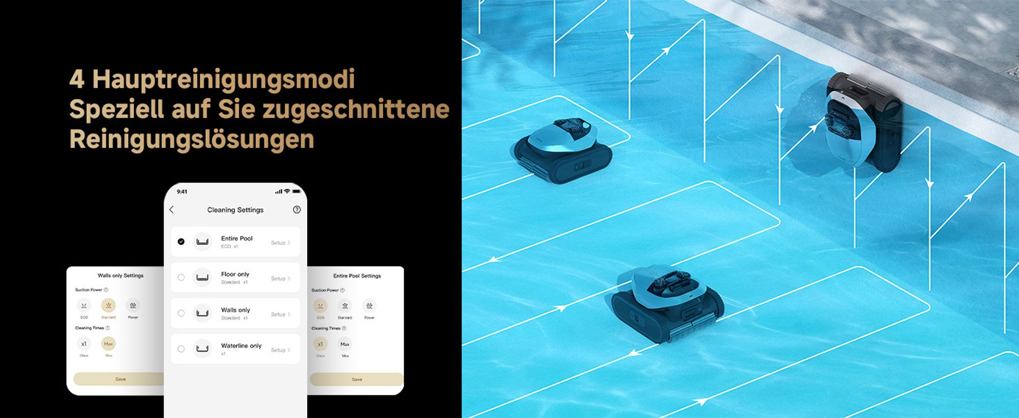 DREAME Poolroboter Z1 Pro, Hightech-Poolerkennung & Pfadplanung, hohe Saugleistung, Poolboden, Wand- & Wasserstandslinienreinigung, für Pools bis 200