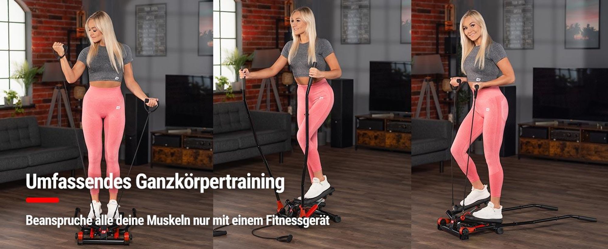 Hop-Sport Stepper HS-045S Slim, Swing Stepper mit LCD-Bildschirm, Stepper für Zuhause mit seitlichen Haltegriffen - platzsparend und stabil