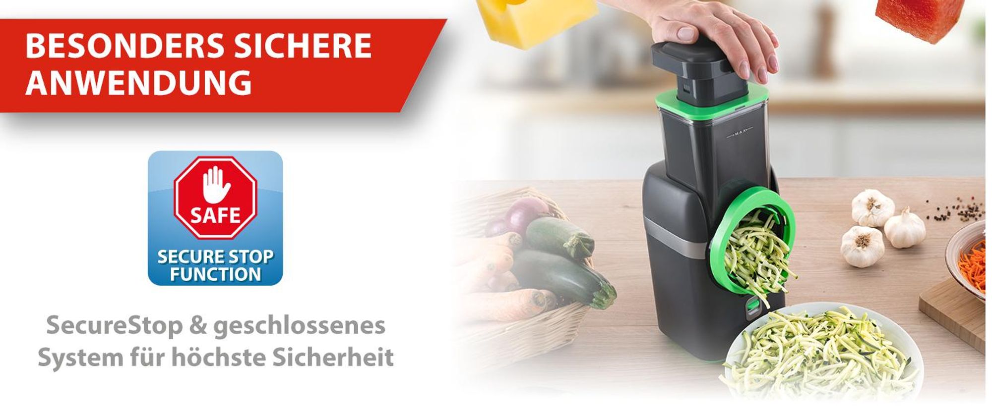Nicer Dicer Electro Gemüseschneider Deluxe Set 32 tlg, elektrische Gemüsehobel für Würfel, Scheiben, Julienne, Küchenreibe Multizerkleiner