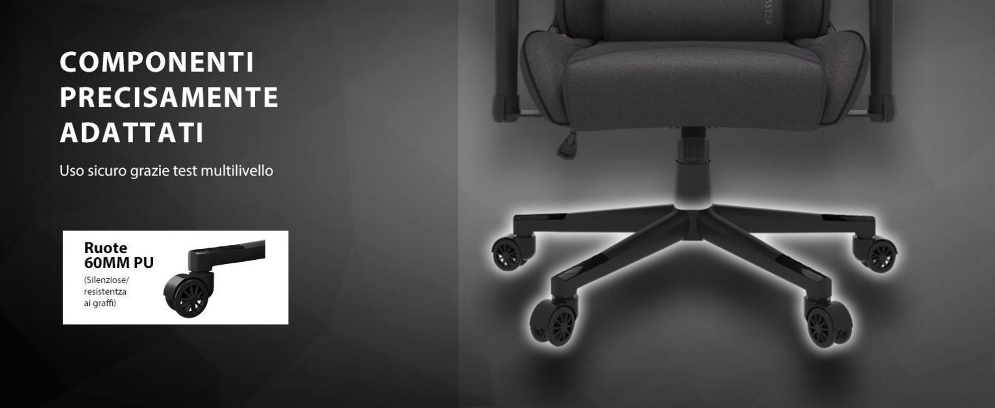 Sedia da gaming SENSE7 Spellcaster in tessuto nero-blu - Sedia da ufficio ergonomica, sedia da scrivania per PC, sedia da gaming, portata 150 kg, braccioli 2D, reclinabile a 160°, poltrona direzionale
