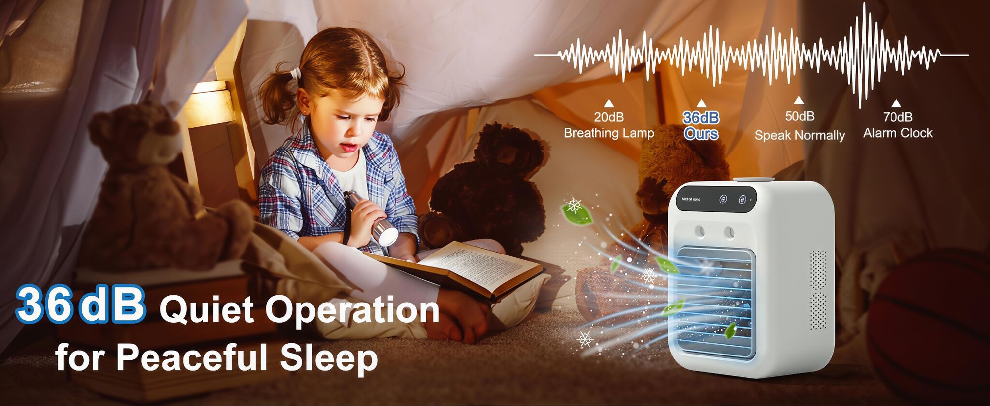Mini Klimaanlage,USB Tragbarer Ventilator Luftkühler mit 2 Windgeschwindigkeiten,Doppelnebelspra,500ml Wassertank,Leiser Weiß Standventilatoren