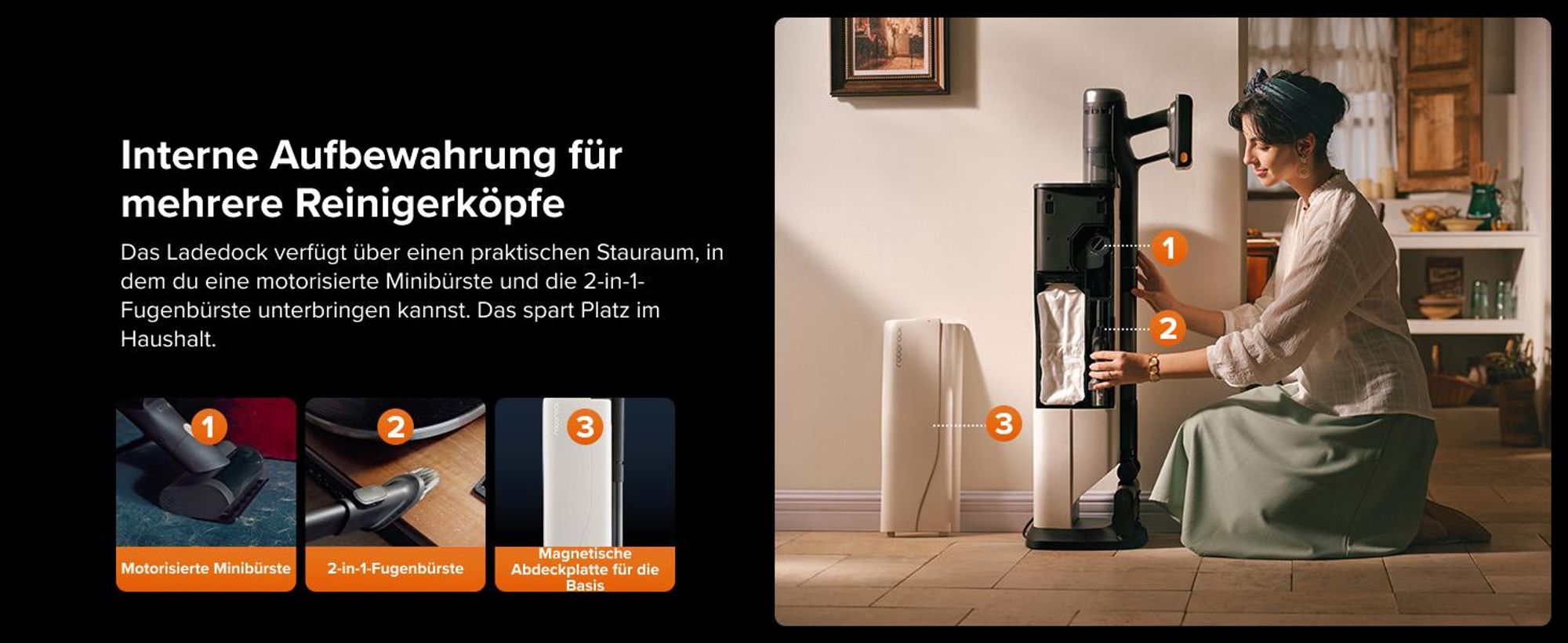 Roborock H60 Hub Ultra Akku Staubsauger mit Absaugstation, 210AW kraftvolle Saugleistung, 90 Min. maximale Laufzeit, Staubsauger kabellos