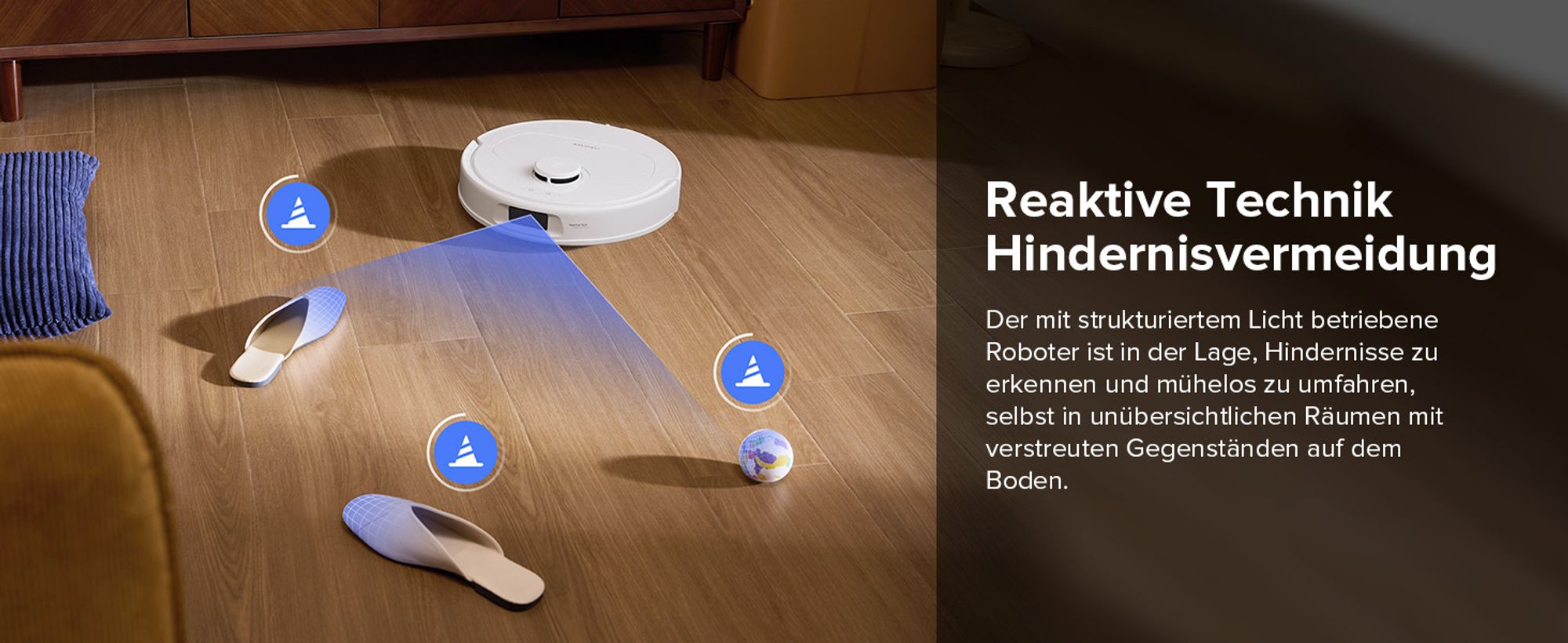 Roborock QV 35S Staubsauger Roboter, 10.000 Pa Saugroboter (Upgrade von Qrevo Plus), Anti-Tangle-Bürsten, Anhebbare Schleudermopps (Weiß)