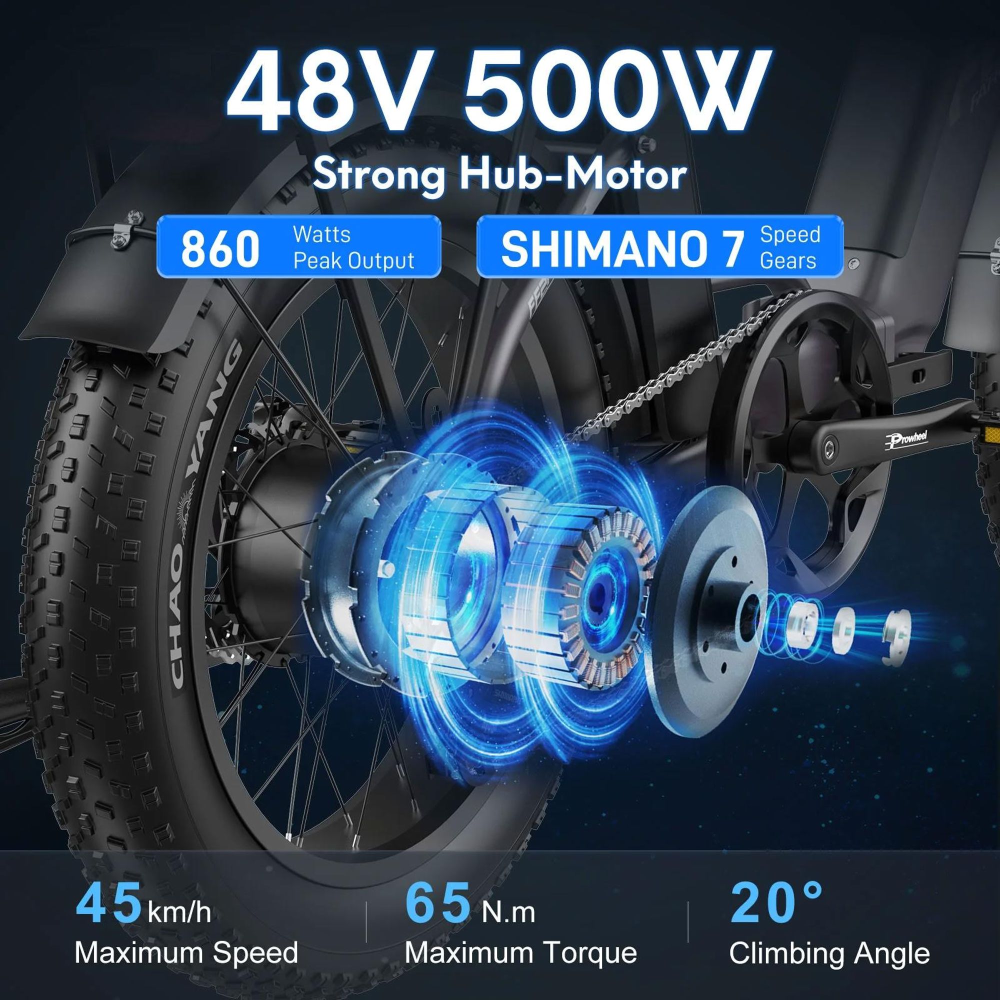 Rower Elektryczny FAFREES FF20 Polar - Bateria 48V24Ah 20 Cali Kołami Mechaniczne Hamulce Tarczowe - Niebieski