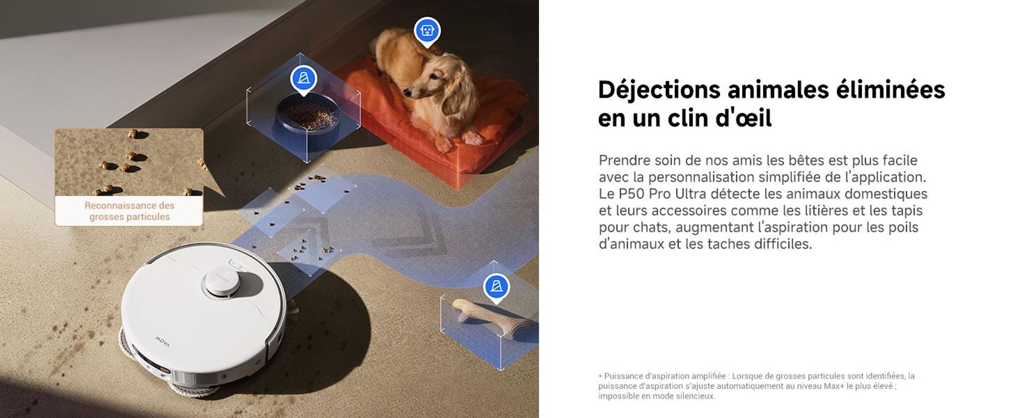 MOVA P50 Pro Ultra – Robot aspirateur et laveur, 19 000 Pa, lavage automatique des serpillières à 75 °C, vidage automatique