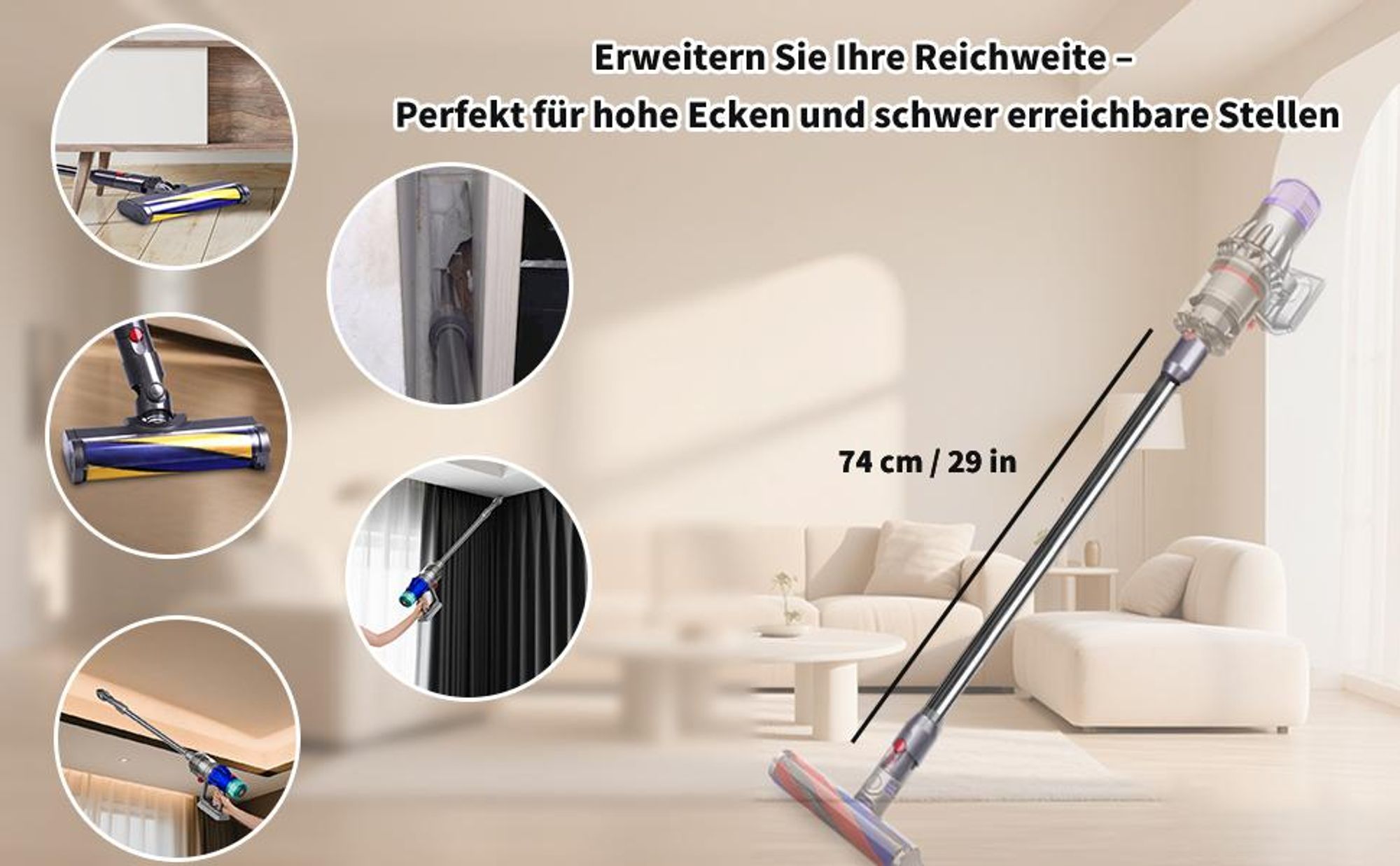 Verlängerungsrohr für Dyson V12 Detect Slim / V10 Digital Slim Stabstaubsauger, Ersatz Saugrohr Zubehör