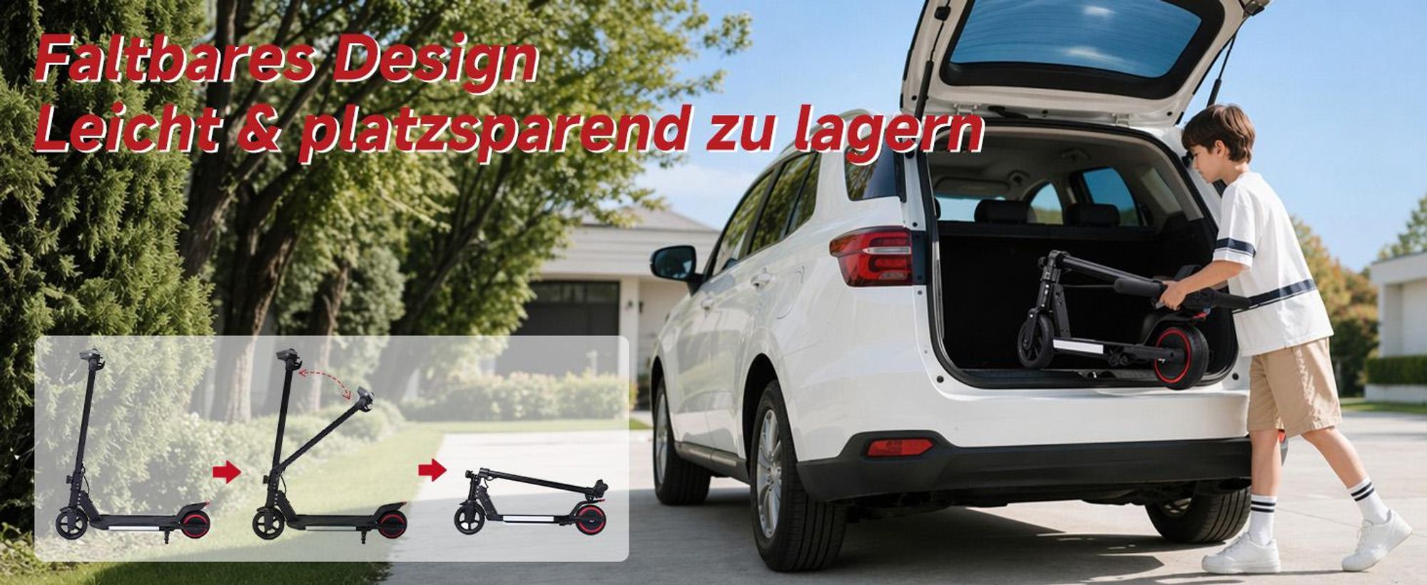 Kinder Elektroroller, 150W E-Scooter für Kinder, 16 km/h Kinderroller mit LED-Anzeige, RGB-Licht, Frontlicht, Doppelbremse, klappbar, 6,3 Zoll Vollgum