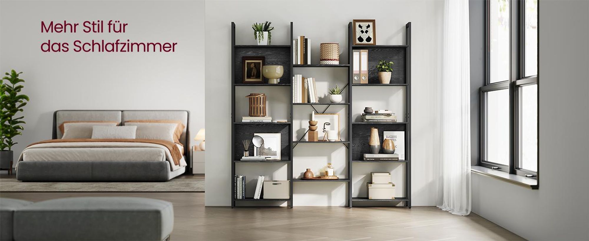 VASAGLE Bücherregal, Standregal mit 14 Ablagen, Regal mit Metallrahmen, Industrie-Design, 24 x 158 x 166 cm, ebenholzschwarz-tintenschwarz
