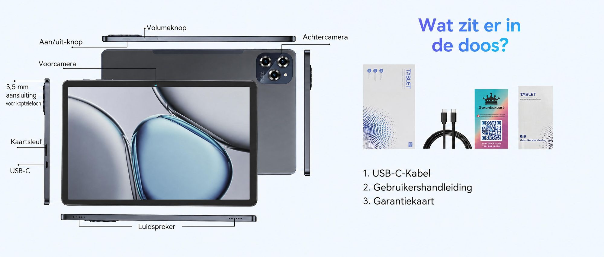 KINGRID W90-tablet met 4G LTE, 5G-wifi, 11-inch FHD+-scherm, Android 15, 8000 mAh, Gemini AI, 24 GB + 256 GB, uitbreidbare opslag tot 4 TB,1080p
