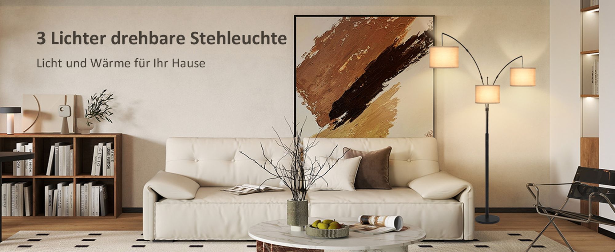 Puluomis Stehlampe 3 flammige Stehleuchte Standleuchte Bodenlampe, mit Fußschalter, E27 Fassung für Schlafzimmer Wohnzimmer Regal Schwarz 160cm