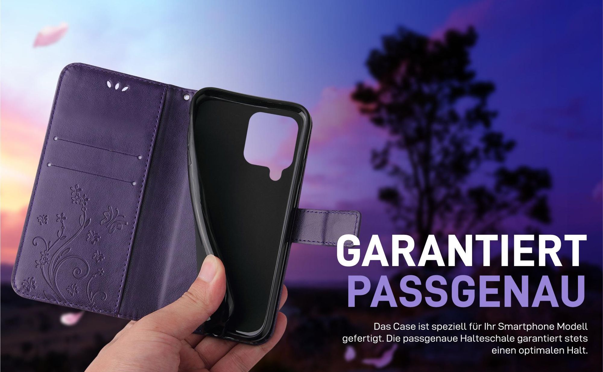 Violette Klapphülle für Samsung Galaxy A22 (4G) mit präziser Passform und sicherem Halt
