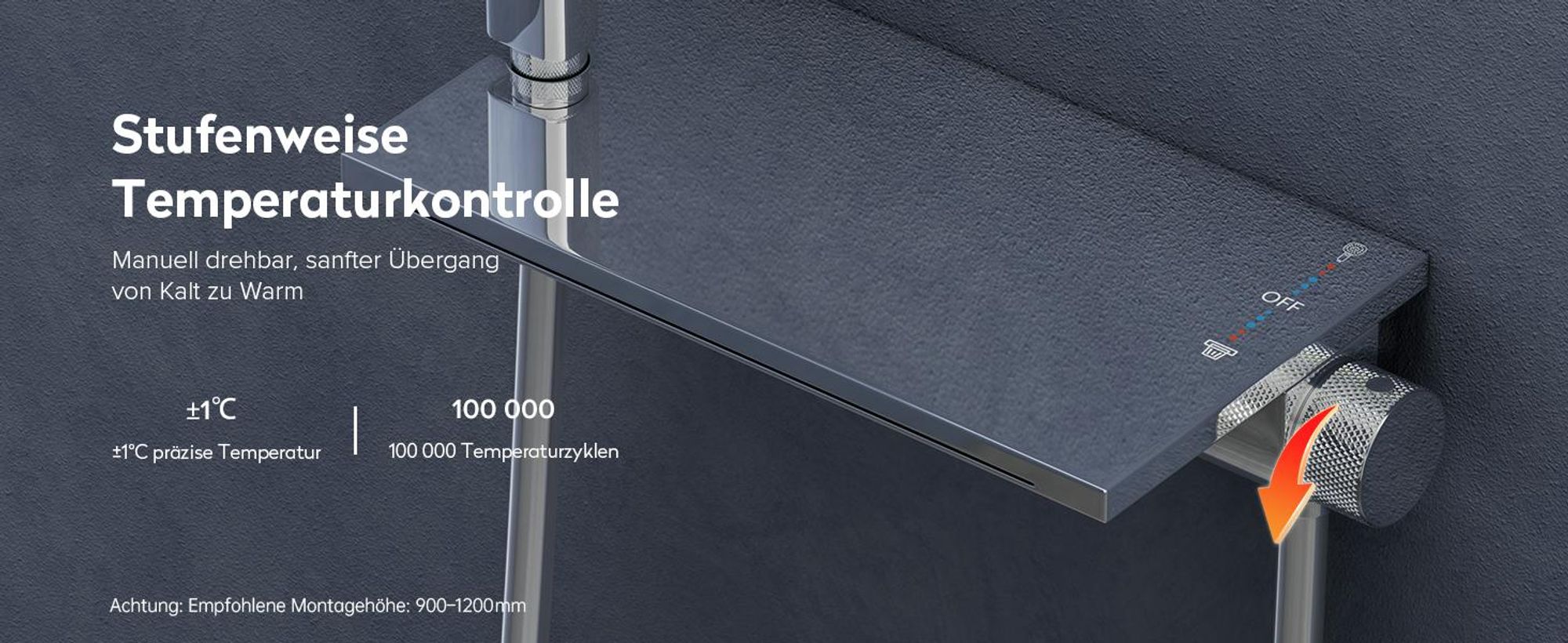 doporro Badewannenarmatur mit Handbrause, Wasserfallauslauf, Duscharmatur Komplettset aus Messing mit 4 Strahlarten, 1.5m Brauseschlauch Silber DSN-401