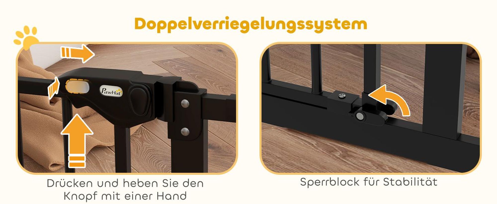 PawHut Türschutzgitter für Hunde, Treppenschutzgitter, Hundezäune, Absperrgitter