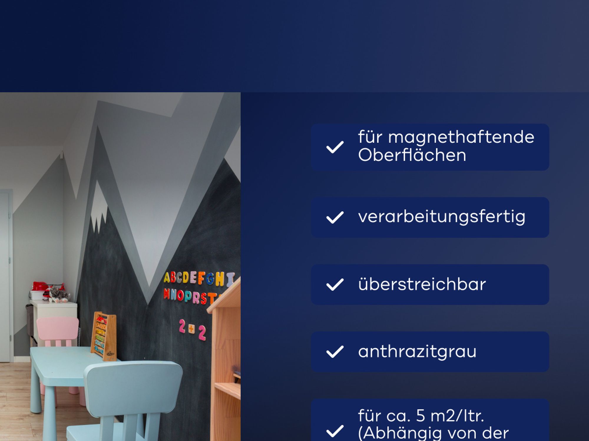 Plid Magnetfarbe 2,25 L für ca. 12 m² Anthrazitgrau | Magnetlack & Wandfarbe magnetisch| Überstreichbar, geruchsarm, hohe Magnetkraft, Germany