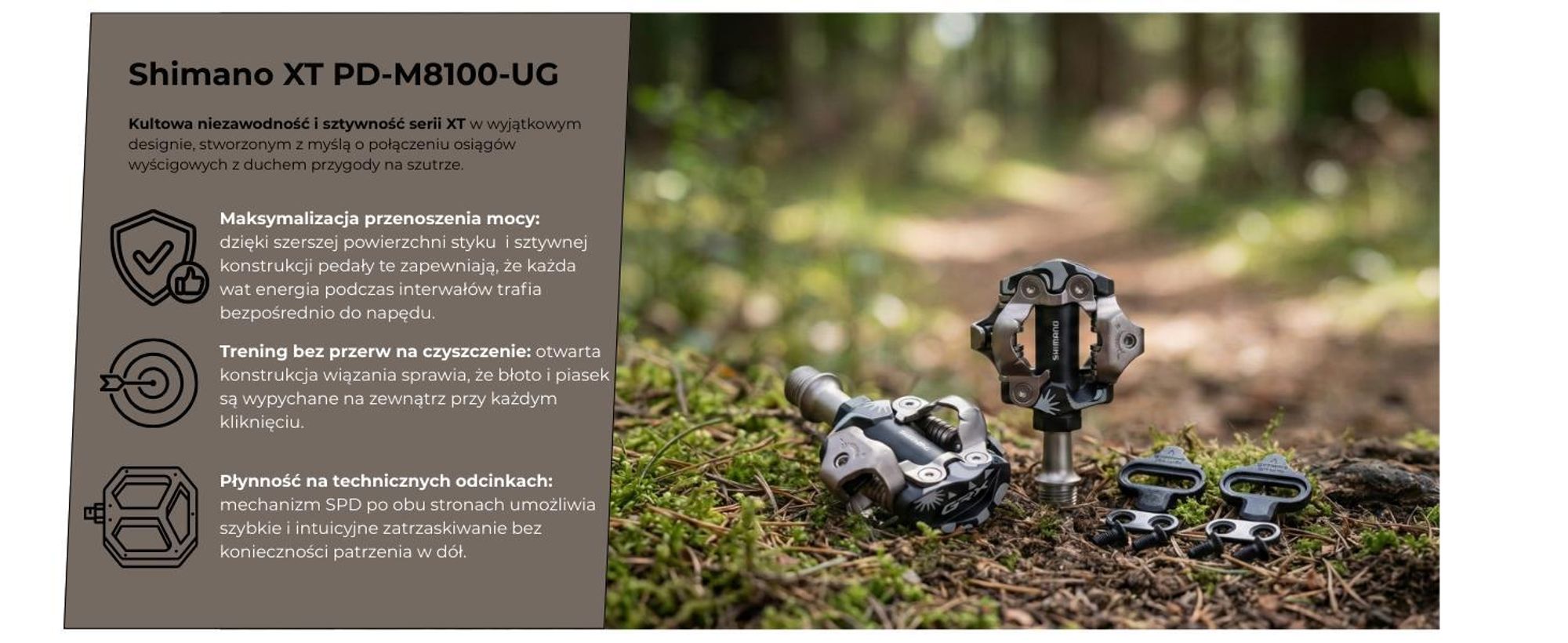 Shimano PD-M8100-UG „United in Gravel” – limitowane pedały SPD, srebrne, GRX, oś Cr-Mo, 342 g, dwustronne
