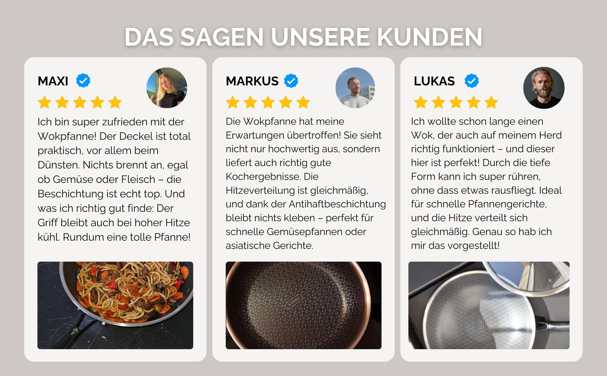NYORD Wokpfanne - Antihaft, Kratzfest, Wok Wabenstruktur, Spülmaschinenfest, Hybrid Edelstahlwok, Keramik Beschichtung, PTFE & PFOA frei, 30cm