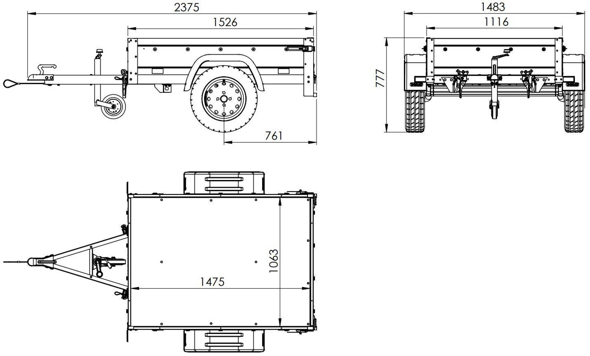 Kompakter Anhänger Garden Trailer 150 KIPP 150x106 cm 750 kg mit Laubgitteraufsatz