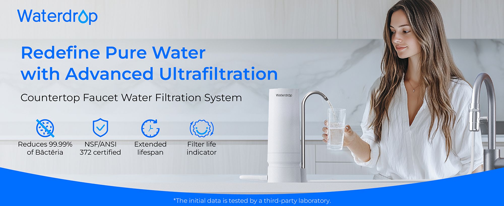 [Ultra Filtration] Waterdrop Arbeitsplatte Wasserfilter, Filterlebensdauer-Erinnerung, 4000 Gallonen, WD-CTF-07 (1 Filter Inbegriffen)